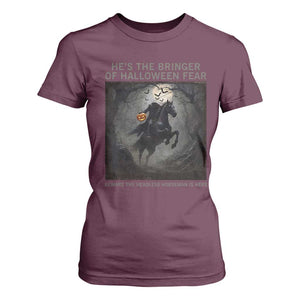 Headless Horseman T Shirt For Women Vintage Gothic Scary Costume Halloween October Festive TS10 Maroon Print Your Wear