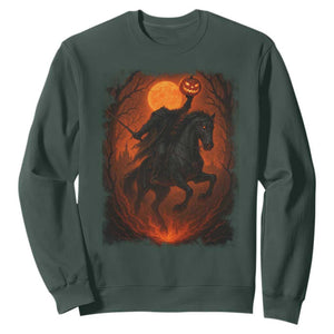 Scary Pumpkin Headless Horseman Halloween Sweatshirt TS10 Dark Forest Green Print Your Wear