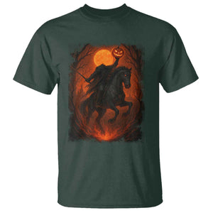 Scary Pumpkin Headless Horseman Halloween T Shirt TS10 Dark Forest Green Print Your Wear