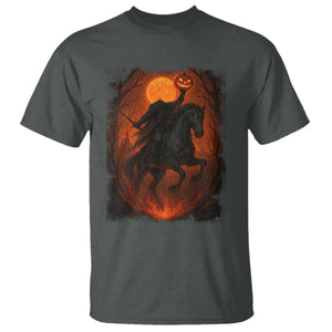 Scary Pumpkin Headless Horseman Halloween T Shirt TS10 Dark Heather Print Your Wear