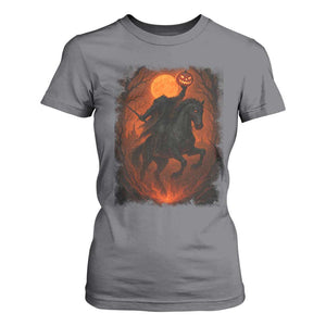 Scary Pumpkin Headless Horseman Halloween T Shirt For Women TS10 Charcoal Print Your Wear