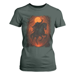 Scary Pumpkin Headless Horseman Halloween T Shirt For Women TS10 Dark Forest Green Print Your Wear