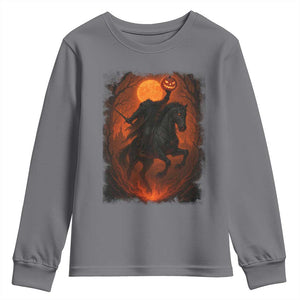 Scary Pumpkin Headless Horseman Halloween Youth Sweatshirt TS10 Charcoal Print Your Wear
