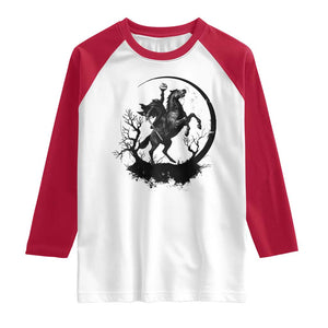 Headless Horseman Raglan Shirt Retro Gothic Scary Pumpkin Moon Halloween Costume TS10 White Red Print Your Wear