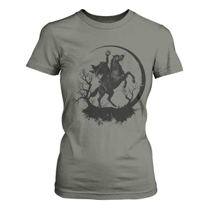 Headless Horseman T Shirt For Women Retro Gothic Scary Pumpkin Moon Halloween Costume TS10 Military Green Print Your Wear