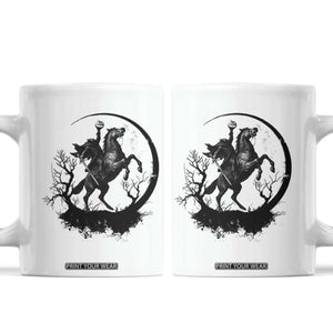Headless Horseman Coffee Mug Retro Gothic Scary Pumpkin Moon Halloween Costume TS10 White Print Your Wear