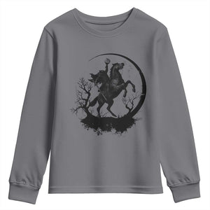Headless Horseman Youth Sweatshirt Retro Gothic Scary Pumpkin Moon Halloween Costume TS10 Charcoal Print Your Wear