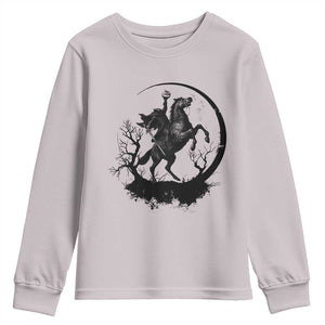 Headless Horseman Youth Sweatshirt Retro Gothic Scary Pumpkin Moon Halloween Costume TS10 Ice Gray Print Your Wear