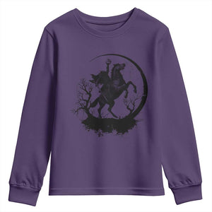 Headless Horseman Youth Sweatshirt Retro Gothic Scary Pumpkin Moon Halloween Costume TS10 Purple Print Your Wear