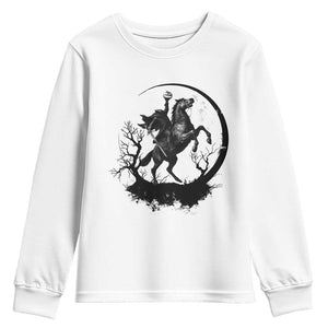 Headless Horseman Youth Sweatshirt Retro Gothic Scary Pumpkin Moon Halloween Costume TS10 White Print Your Wear