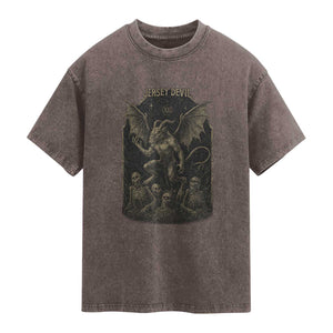 Jersey Devil Washed Cotton T-Shirt Vintage Weird Creepy Creature Leeds Devil