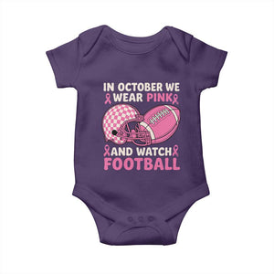 In October We Wear Pink Football Breast Cancer Awareness Baby Onesie Pink Ribbon Checkered Game Day TS10 Purple Print Your Wear