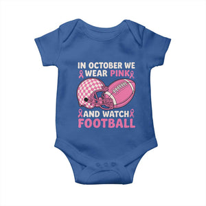 In October We Wear Pink Football Breast Cancer Awareness Baby Onesie Pink Ribbon Checkered Game Day TS10 Royal Blue Print Your Wear