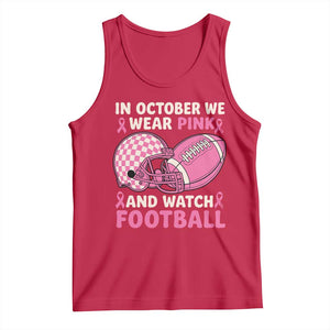 In October We Wear Pink Football Breast Cancer Awareness Tank Top Pink Ribbon Checkered Game Day TS10 Red Print Your Wear