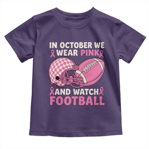 In October We Wear Pink Football Breast Cancer Awareness Toddler T Shirt Pink Ribbon Checkered Game Day TS10 Purple Print Your Wear