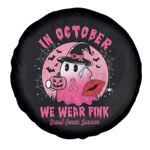 Breast Cancer Awareness Spare Tire Cover I'm A Survivor In October We Wear Pink Ghost Halloween Pink Ribbon Pumpkin TS10 Print Your Wear