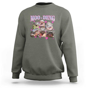 Funny Moo-Deng Baby Pygmy Hippo Sweatshirt Cute Zoo For Family TS10 Military Green Print Your Wear