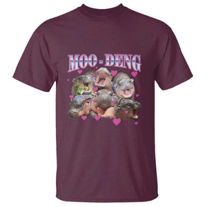 Funny Moo-Deng Baby Pygmy Hippo T Shirt Cute Zoo For Family TS10 Maroon Print Your Wear