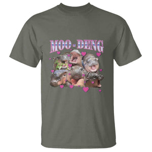 Funny Moo-Deng Baby Pygmy Hippo T Shirt Cute Zoo For Family TS10 Military Green Print Your Wear
