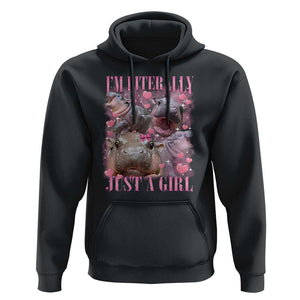 Funny Moo-Deng Baby Pygmy Hippo Hoodie Funny I'm Literally Just a Girl Cute Zoo For Family TS10 Black Print Your Wear