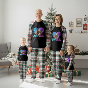Funny Moo Deng Baby Pygmy Hippo Plaid Pajama Set Heart Shape Cute Zoo For Family TS10 Christmas Plaid Print Your Wear