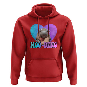Funny Moo-Deng Baby Pygmy Hippo Hoodie Heart Shape Cute Zoo For Family TS10 Red Print Your Wear