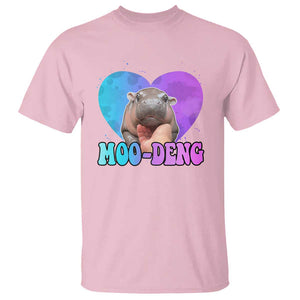 Funny Moo-Deng Baby Pygmy Hippo T Shirt Heart Shape Cute Zoo For Family TS10 Light Pink Print Your Wear