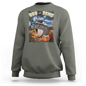 Moo-Deng Baby Pygmy Hippo Van Gogh Starry Night Sweatshirt Halloween Gothic Witchy Vibes Cute Zoo For Family TS10 Military Green Print Your Wear
