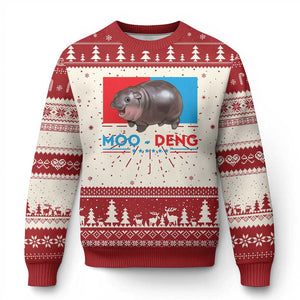 Funny Moo Deng Baby Pygmy Hippo Knit Sweatshirt Moo Deng for President 2024 Cute Zoo For Family TS10 Red Print Your Wear