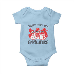 Snowman Christmas Baby Onesie Chillin With My Snowmies Ugly Gift TS10 Light Blue Print Your Wear