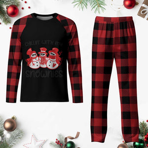 Snowman Christmas Plaid Pajama Set Chillin With My Snowmies Ugly Gift TS10 Buffalo Plaid Print Your Wear
