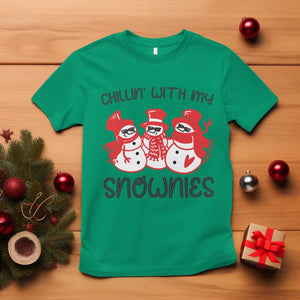 Snowman Christmas T Shirt Chillin With My Snowmies Ugly Gift TS10 Irish Green Print Your Wear