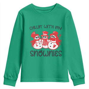 Snowman Christmas Long Sleeve Shirt Chillin With My Snowmies Ugly Gift TS10 Irish Green Print Your Wear