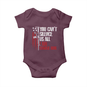 Charlie Kirk Baby Onesie You Cant Silence Us All USA Flag TS10 Maroon Print Your Wear
