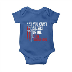 Charlie Kirk Baby Onesie You Cant Silence Us All USA Flag TS10 Royal Blue Print Your Wear
