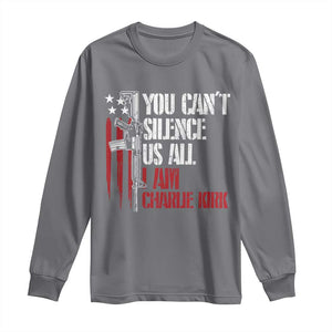 Charlie Kirk Long Sleeve Shirt You Cant Silence Us All USA Flag TS10 Charcoal Print Your Wear