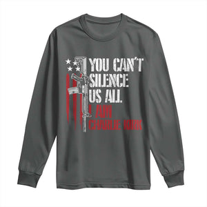 Charlie Kirk Long Sleeve Shirt You Cant Silence Us All USA Flag TS10 Dark Heather Print Your Wear
