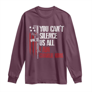 Charlie Kirk Long Sleeve Shirt You Cant Silence Us All USA Flag TS10 Maroon Print Your Wear
