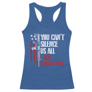 Charlie Kirk Racerback Tank Top You Cant Silence Us All USA Flag - Print Your Wear