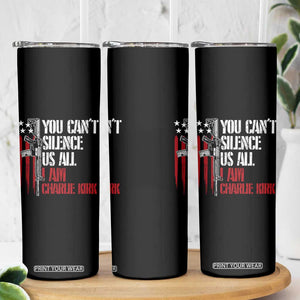 Charlie Kirk Skinny Tumbler You Cant Silence Us All USA Flag TS10 Print Your Wear