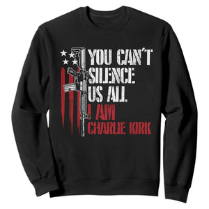 Charlie Kirk Sweatshirt You Cant Silence Us All USA Flag TS10 Black Print Your Wear