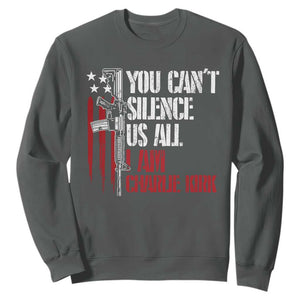 Charlie Kirk Sweatshirt You Cant Silence Us All USA Flag TS10 Dark Heather Print Your Wear