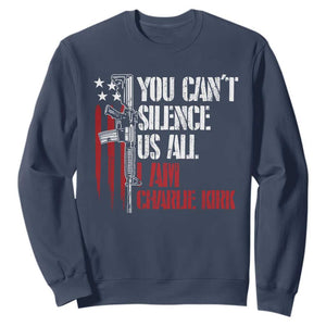 Charlie Kirk Sweatshirt You Cant Silence Us All USA Flag TS10 Navy Print Your Wear