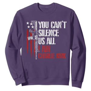 Charlie Kirk Sweatshirt You Cant Silence Us All USA Flag TS10 Purple Print Your Wear
