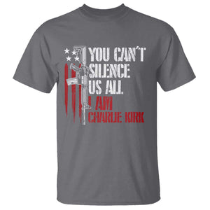 Charlie Kirk T Shirt You Cant Silence Us All USA Flag TS10 Charcoal Print Your Wear