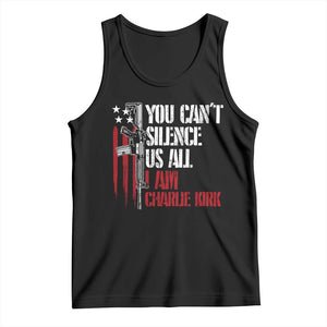 Charlie Kirk Tank Top You Cant Silence Us All USA Flag - Print Your Wear