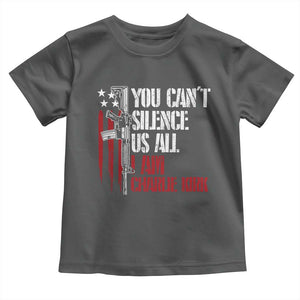 Charlie Kirk Toddler T Shirt You Cant Silence Us All USA Flag TS10 Dark Heather Print Your Wear