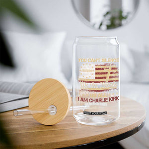 Charlie Kirk Glass Can You Cant Silence Us All Retro American Flag Cross TS10 Print Your Wear