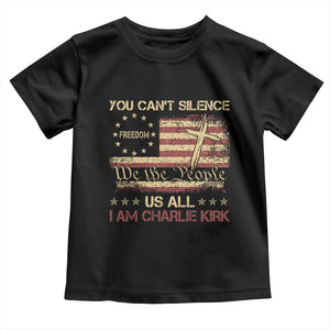 Charlie Kirk Toddler T Shirt You Cant Silence Us All Retro American Flag Cross TS10 Black Print Your Wear