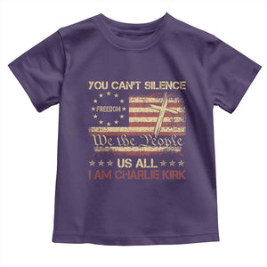 Charlie Kirk Toddler T Shirt You Cant Silence Us All Retro American Flag Cross TS10 Purple Print Your Wear